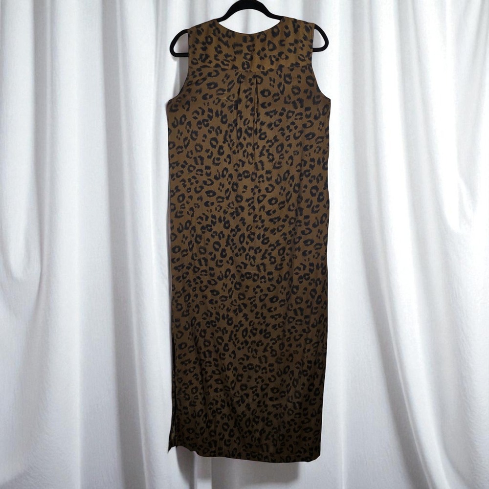 Banana Republic Dress Woman Small Midi Leopard Print Sleeveless Button Front - Picture 2 of 9